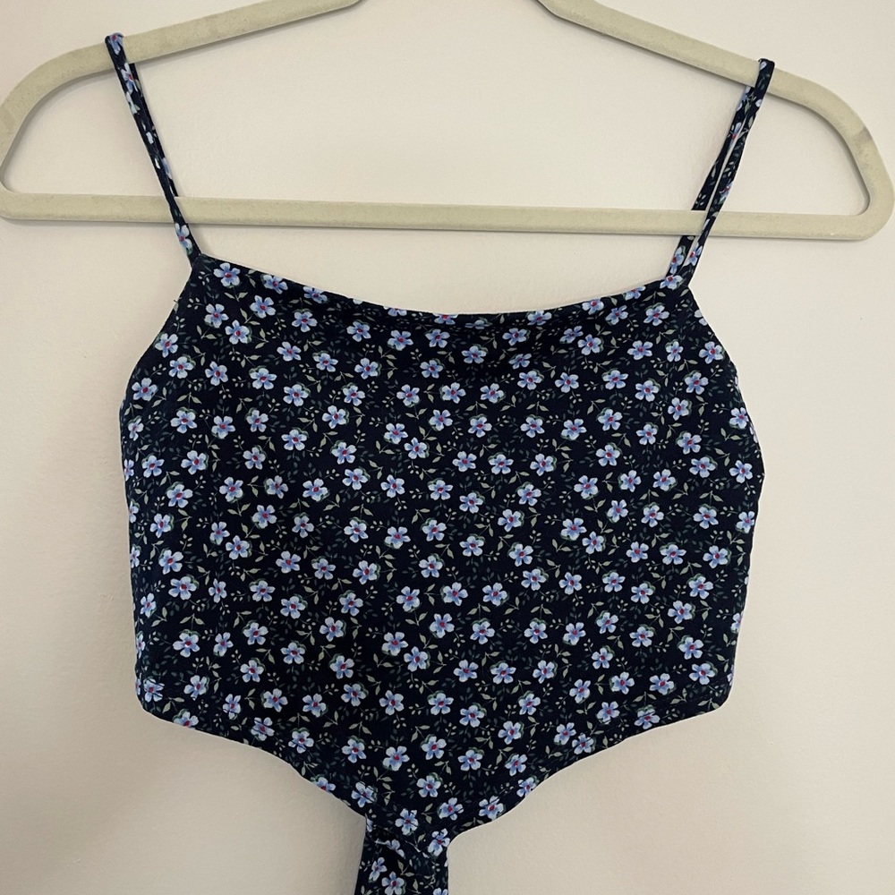 Blue Blush Navy Floral Crop Top